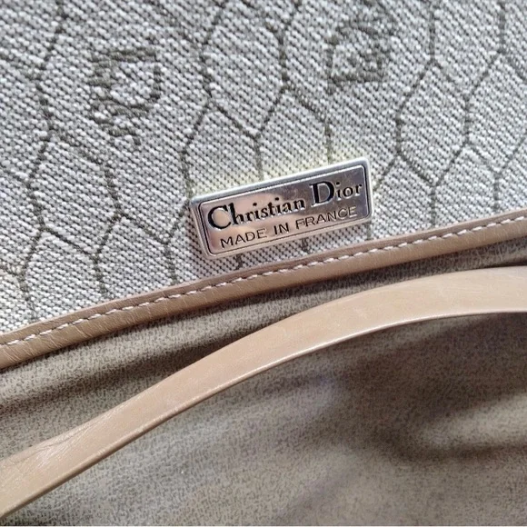 Vintage Christian Dior Beige and Brown Chain Shoulder Bag - Picture 8 of 9